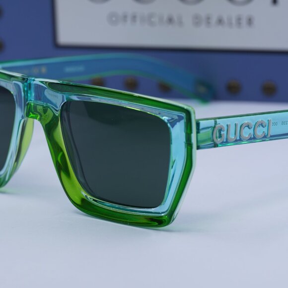 Gucci GG1723S 005 Square Sunglasses - Green/Lime Yellow/Green - Picture 2 of 10